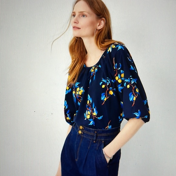 Ann Taylor Lemon Print Blouse Sz XS - Picture 4 of 4